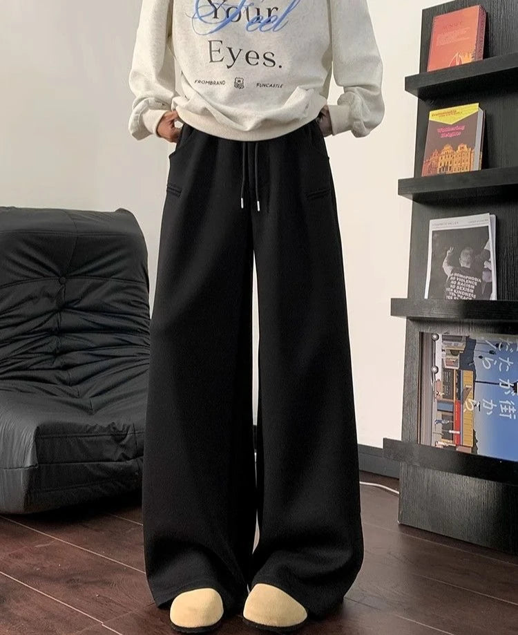 Pantalon à jambes larges pantalons de survêtement pour hommes Cool tendance offres automne hiver liquidation vente mode élégant rétro plaine homme pantalons de sport