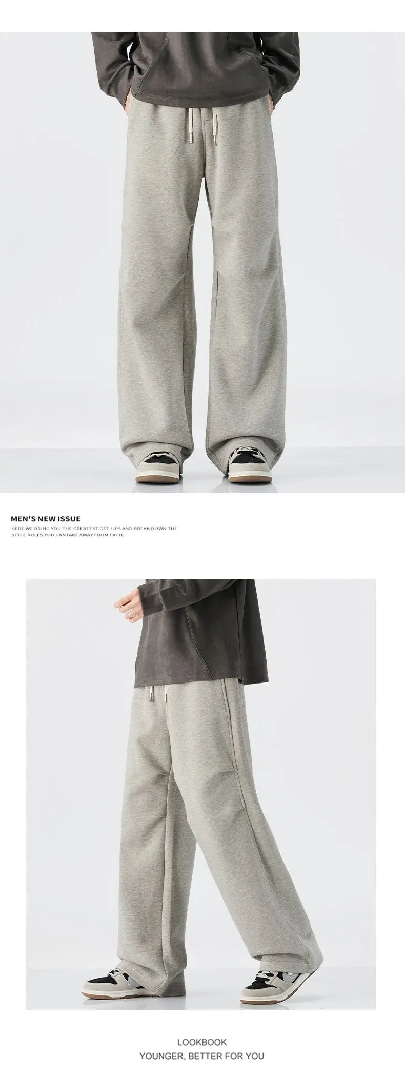 Baggy Fit hommes Decontracté pantalon automne hiver jambe droite ouest pantalon confortable drapé japonais rétro casual pantalon nouveau