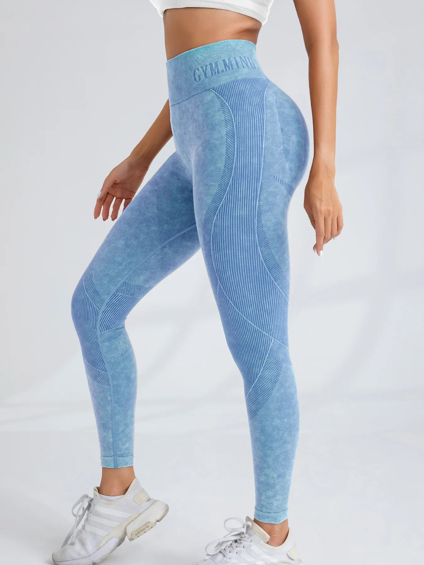 Pantalon de yoga Taille serrée Lettre Sable Lavé Pantalon Exercice Yoga Leggings | Fitness Femme