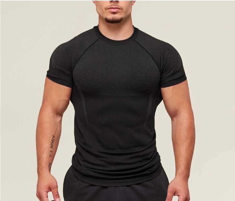 T-Shirt de sport requin pour hommes, haute élasticité, séchage rapide, serré, Fitness, entraînement, respirant, été, gymnastique, tendance, marque