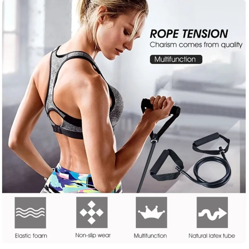 Bandes de résistance avec poignées, bandes d'exercice, bandes d'entraînement avec poignées pour hommes et femmes, équipement de musculation à la maison