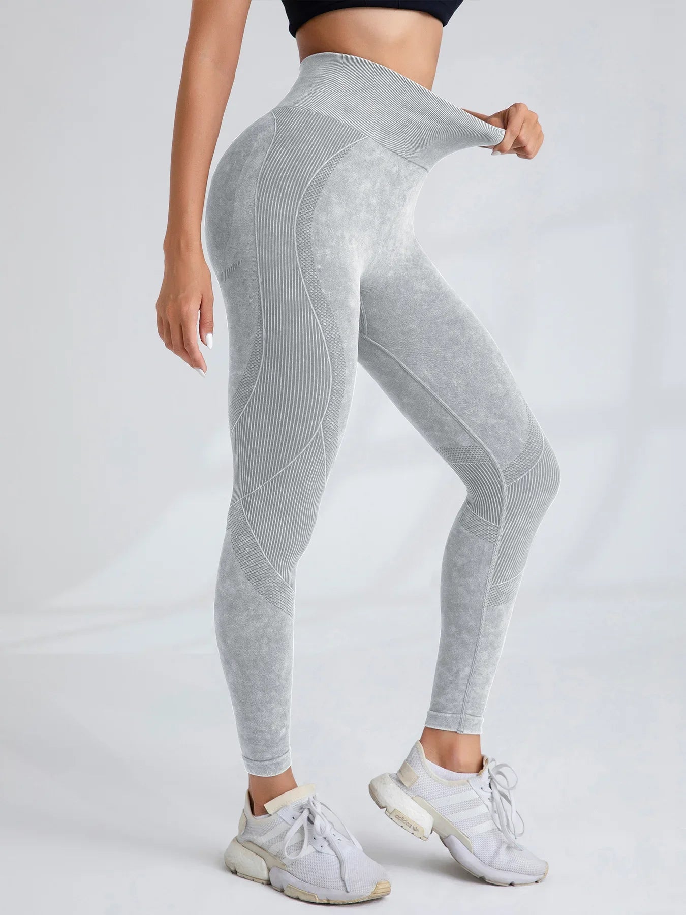 Pantalon de yoga Taille serrée Lettre Sable Lavé Pantalon Exercice Yoga Leggings | Fitness Femme
