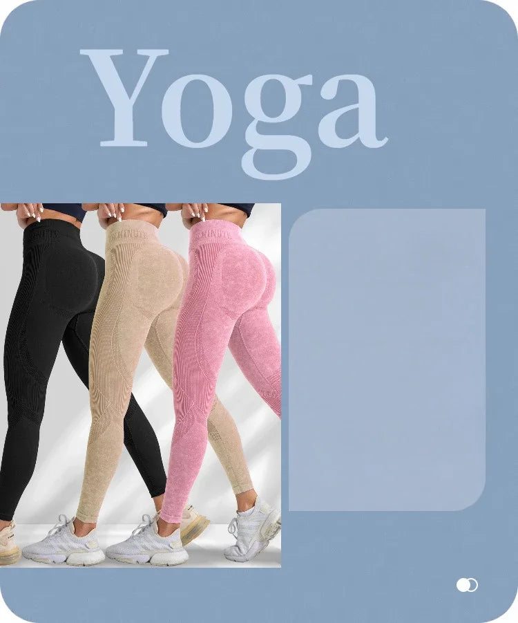 Pantalon de yoga Taille serrée Lettre Sable Lavé Pantalon Exercice Yoga Leggings | Fitness Femme