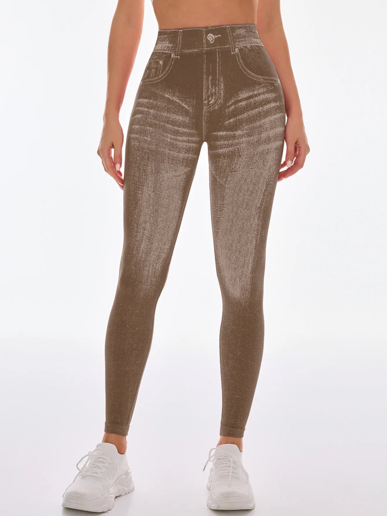 Leggings Gym Faux Denim Sans Couture Elastique Training | Fitness Femme