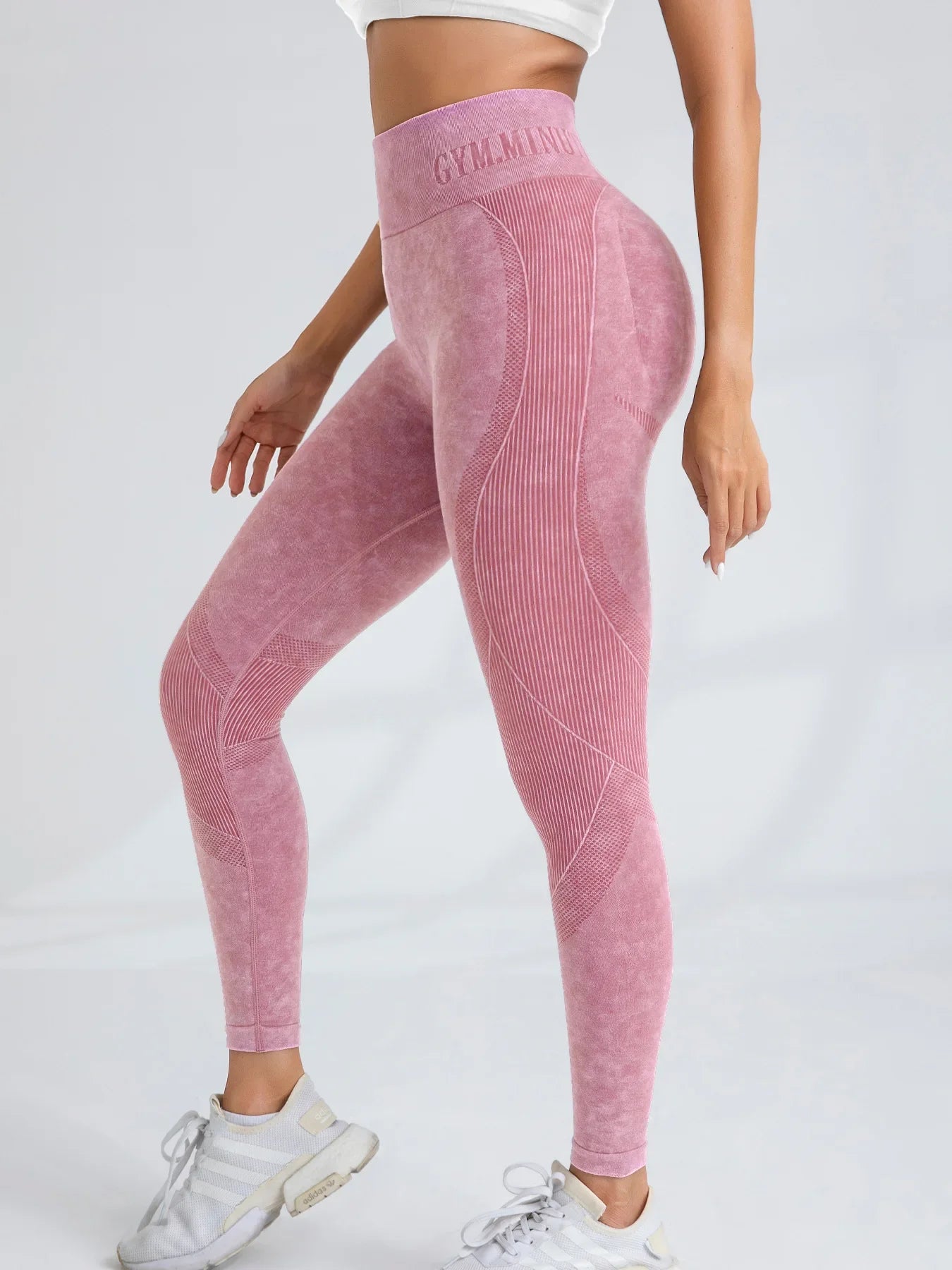 Pantalon de yoga Taille serrée Lettre Sable Lavé Pantalon Exercice Yoga Leggings | Fitness Femme
