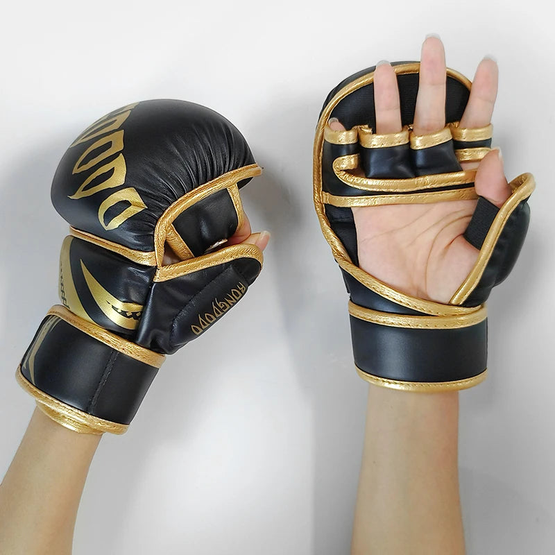 Gants de combat demi-doigt Pur Cuir | MMA - Boxe - Muay Thai |Accessoires C