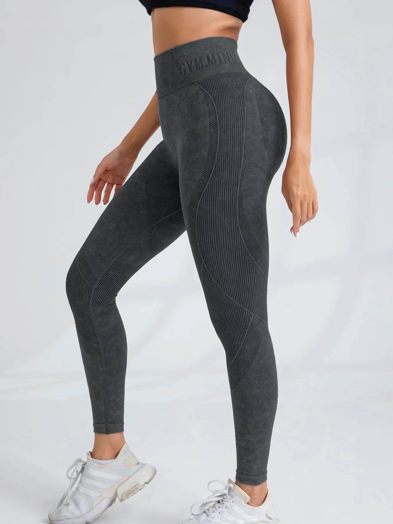 Pantalon de yoga Taille serrée Lettre Sable Lavé Pantalon Exercice Yoga Leggings | Fitness Femme