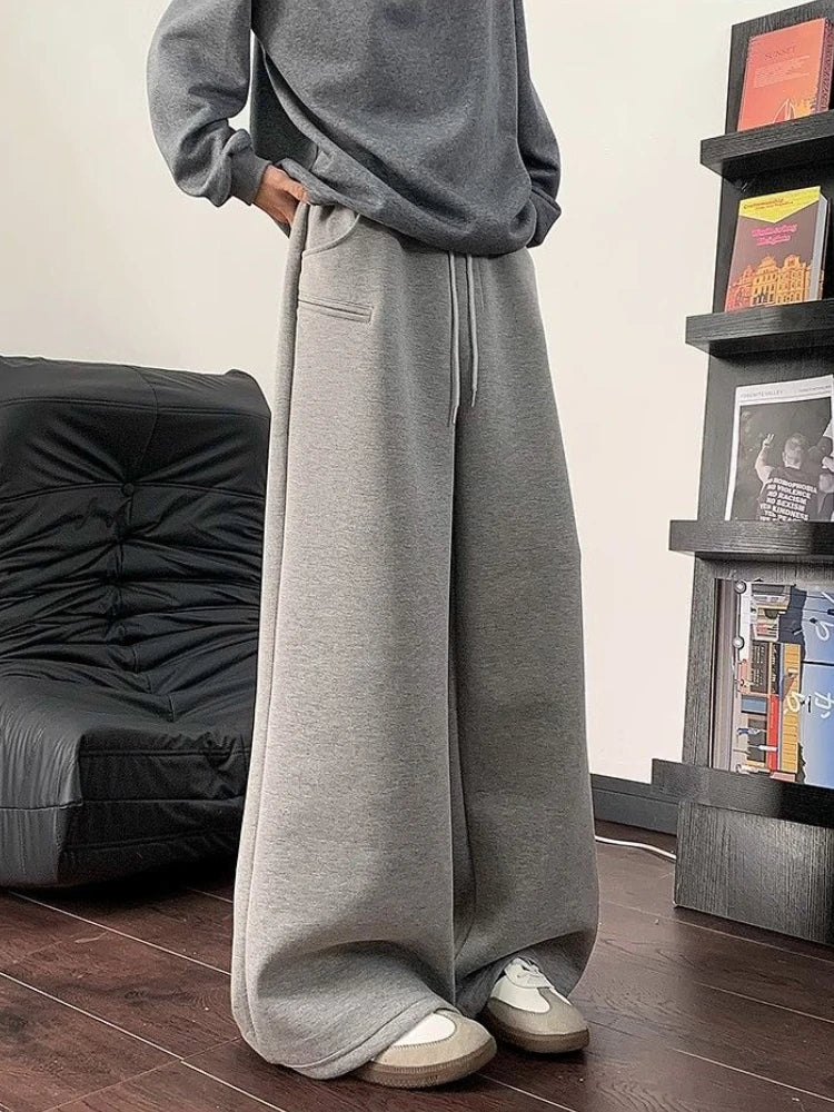 Pantalon à jambes larges pantalons de survêtement pour hommes Cool tendance offres automne hiver liquidation vente mode élégant rétro plaine homme pantalons de sport