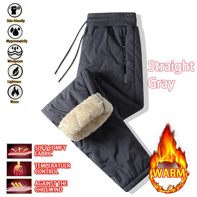 Pantalon de survêtement doublé polaire épais en peluche pour femmes, jambes droites, imperméable, coupe-vent, vêtements d'extérieur, thermiques, nouvelle collection