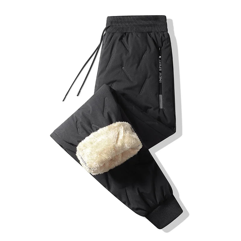 Pantalon de survêtement doublé polaire épais en peluche pour femmes, jambes droites, imperméable, coupe-vent, vêtements d'extérieur, thermiques, nouvelle collection