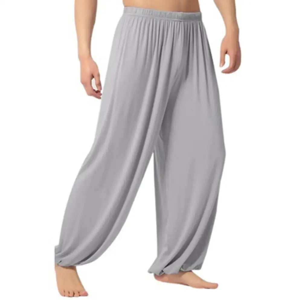 Sarouel pour hommes couleur unie pantalons de Yoga exercice du matin Tai Chi pantalon décontracté pantalon à jambes larges pantalons longs sarouel pantalons masculins