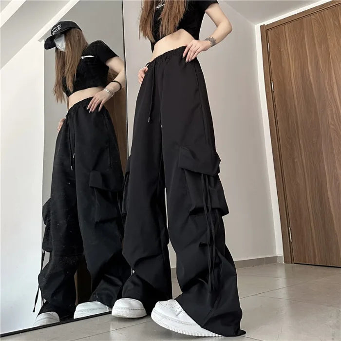 Pantalon Cargo rétro pour femmes, mode Streetwear, taille haute, mince, décontracté, pantalon de sport Harajuku, vêtements pour femmes