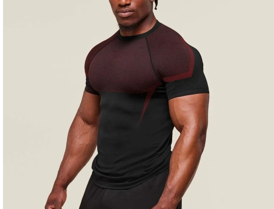 T-Shirt de sport requin pour hommes, haute élasticité, séchage rapide, serré, Fitness, entraînement, respirant, été, gymnastique, tendance, marque