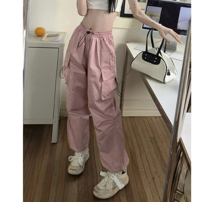 Pantalon Cargo rétro pour femmes, mode Streetwear, taille haute, mince, décontracté, pantalon de sport Harajuku, vêtements pour femmes