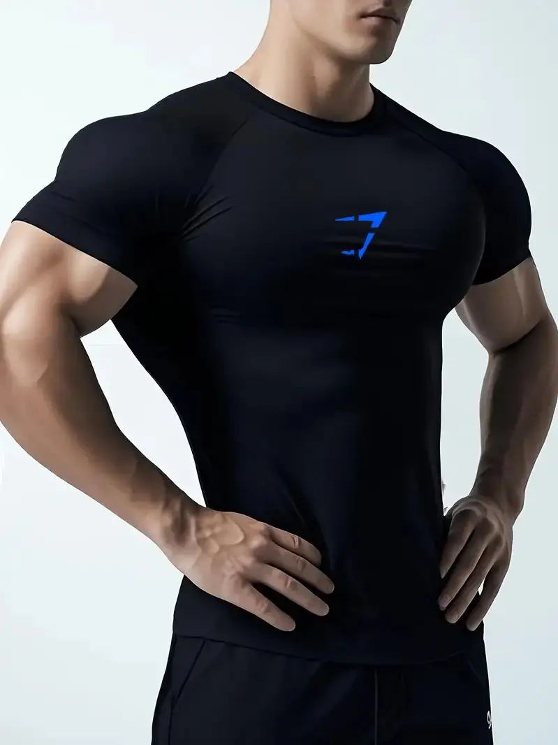T-shirt de fitness à manches courtes haute élasticité, séchage rapide et respirant, adapté aux vêtements de sport, de course et de fitness