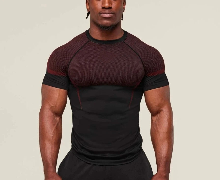 T-Shirt de sport requin pour hommes, haute élasticité, séchage rapide, serré, Fitness, entraînement, respirant, été, gymnastique, tendance, marque