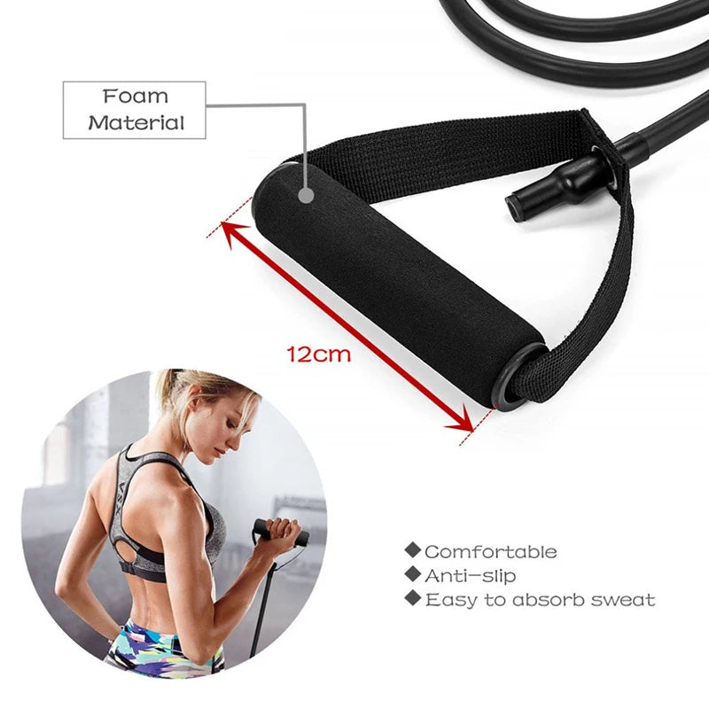 Bandes de résistance avec poignées, bandes d'exercice, bandes d'entraînement avec poignées pour hommes et femmes, équipement de musculation à la maison