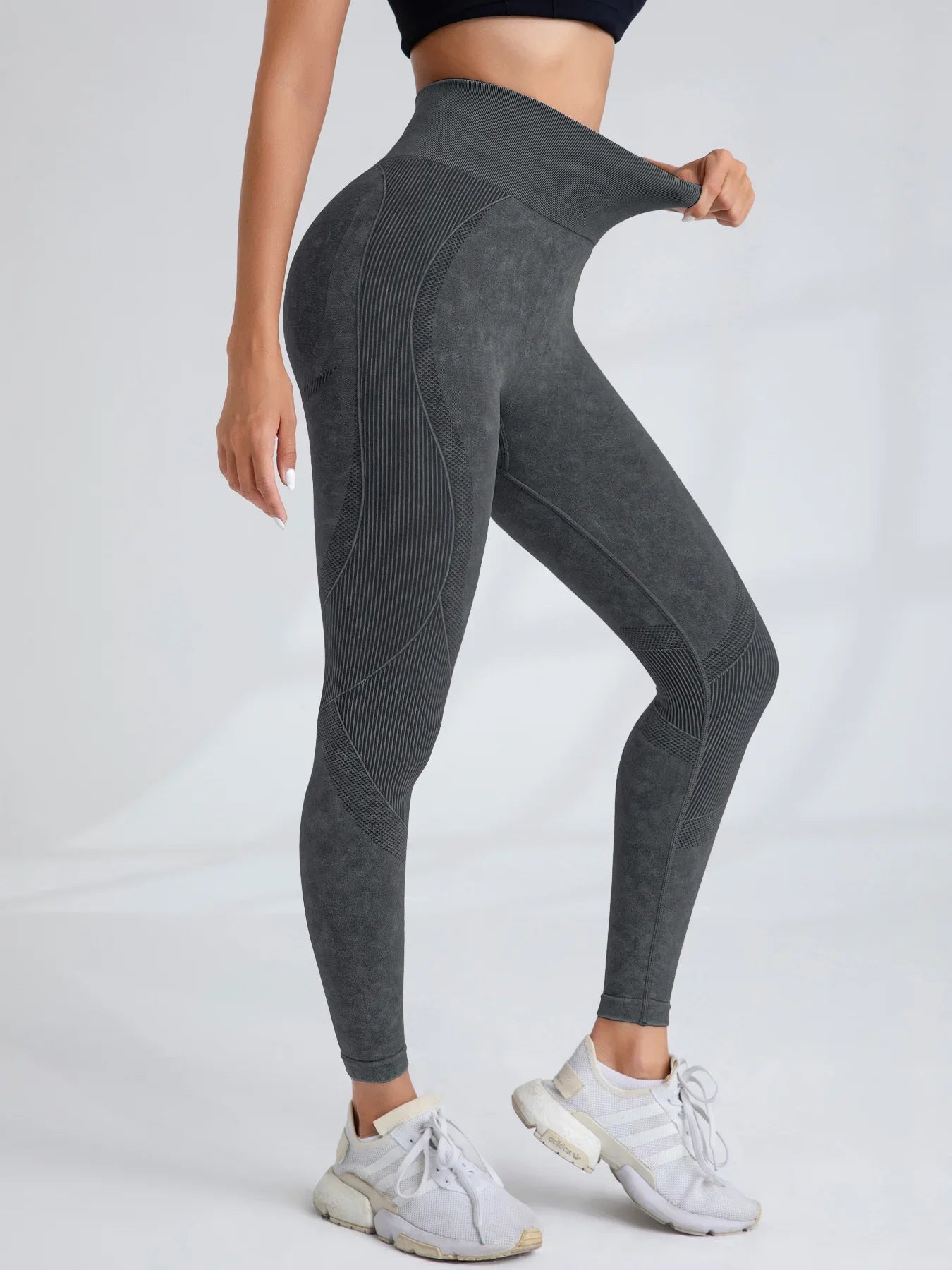 Pantalon de yoga Taille serrée Lettre Sable Lavé Pantalon Exercice Yoga Leggings | Fitness Femme