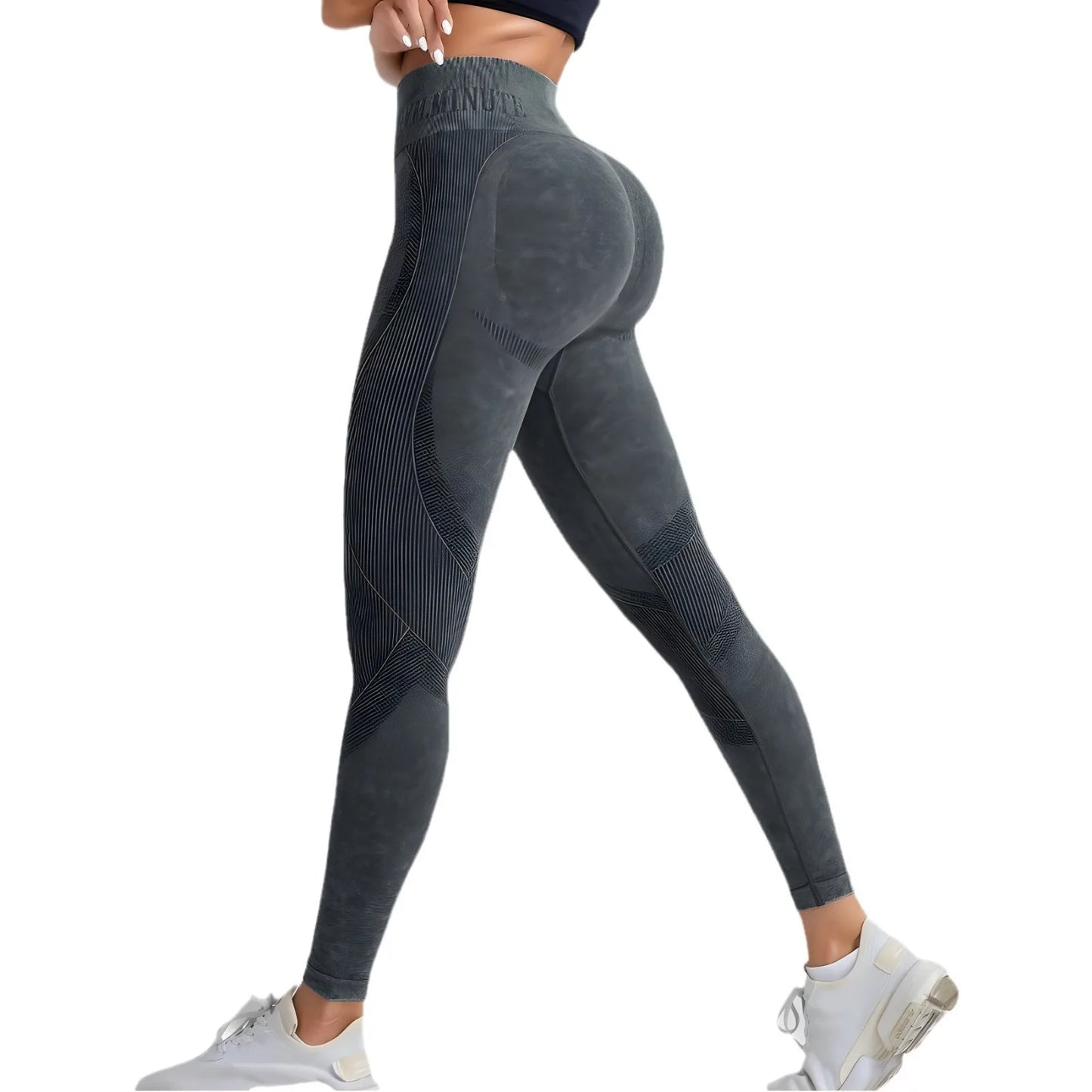 Pantalon de yoga Taille serrée Lettre Sable Lavé Pantalon Exercice Yoga Leggings | Fitness Femme