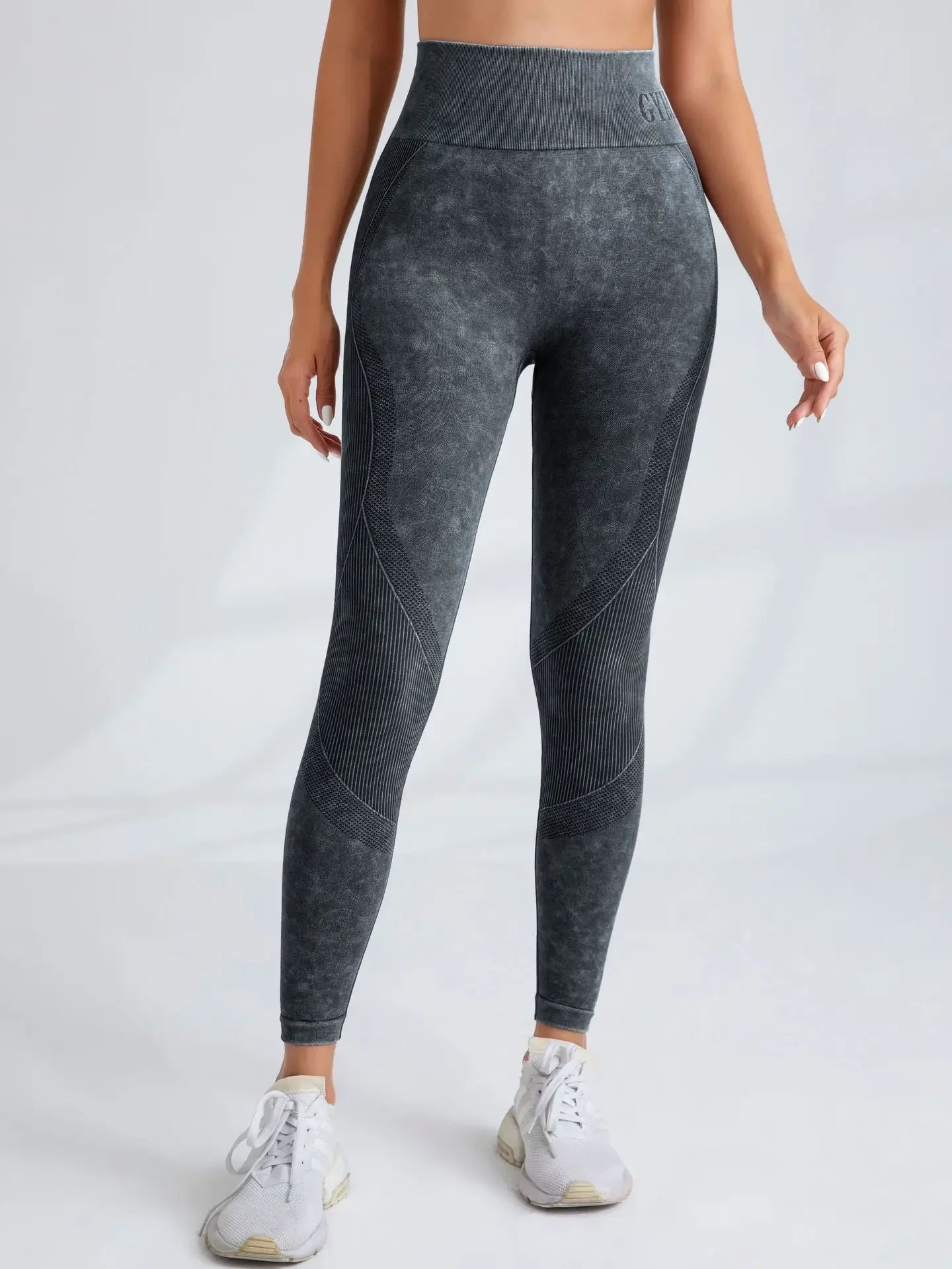 Pantalon de yoga Taille serrée Lettre Sable Lavé Pantalon Exercice Yoga Leggings | Fitness Femme