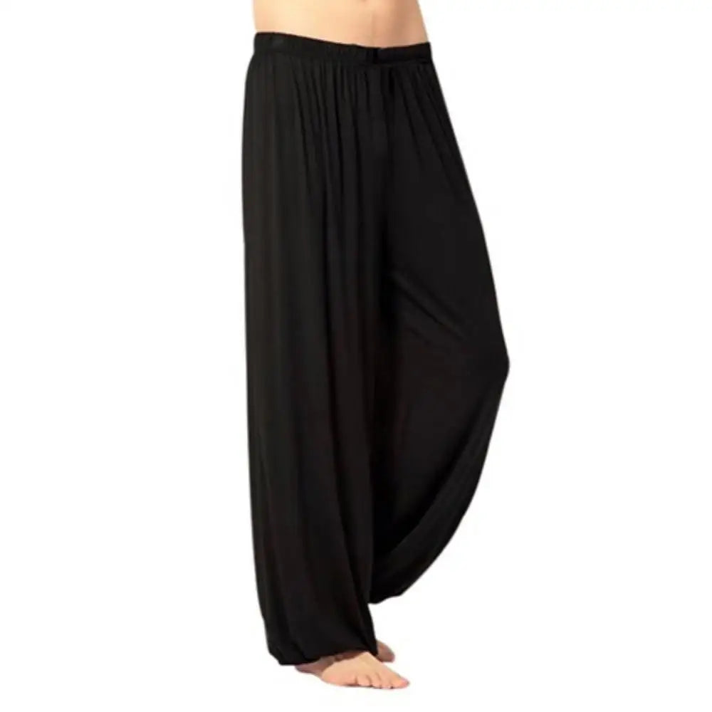 Sarouel pour hommes couleur unie pantalons de Yoga exercice du matin Tai Chi pantalon décontracté pantalon à jambes larges pantalons longs sarouel pantalons masculins