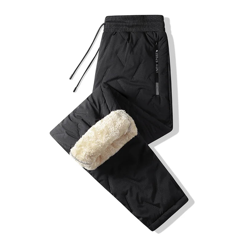 Pantalon de survêtement doublé polaire épais en peluche pour femmes, jambes droites, imperméable, coupe-vent, vêtements d'extérieur, thermiques, nouvelle collection