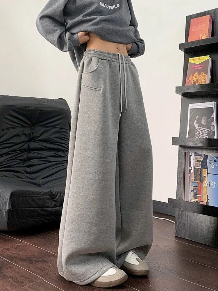 Pantalon à jambes larges pantalons de survêtement pour hommes Cool tendance offres automne hiver liquidation vente mode élégant rétro plaine homme pantalons de sport