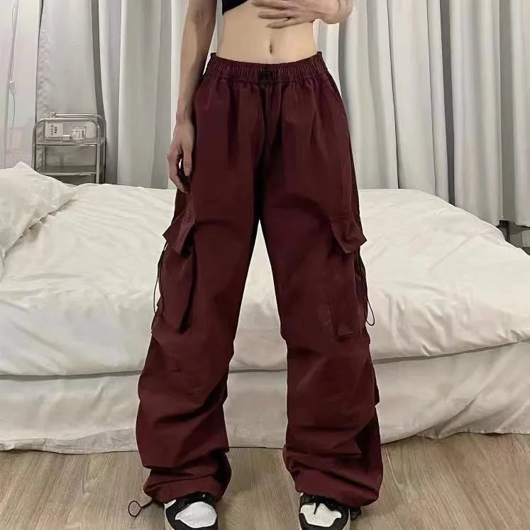 Pantalon Cargo rétro pour femmes, mode Streetwear, taille haute, mince, décontracté, pantalon de sport Harajuku, vêtements pour femmes