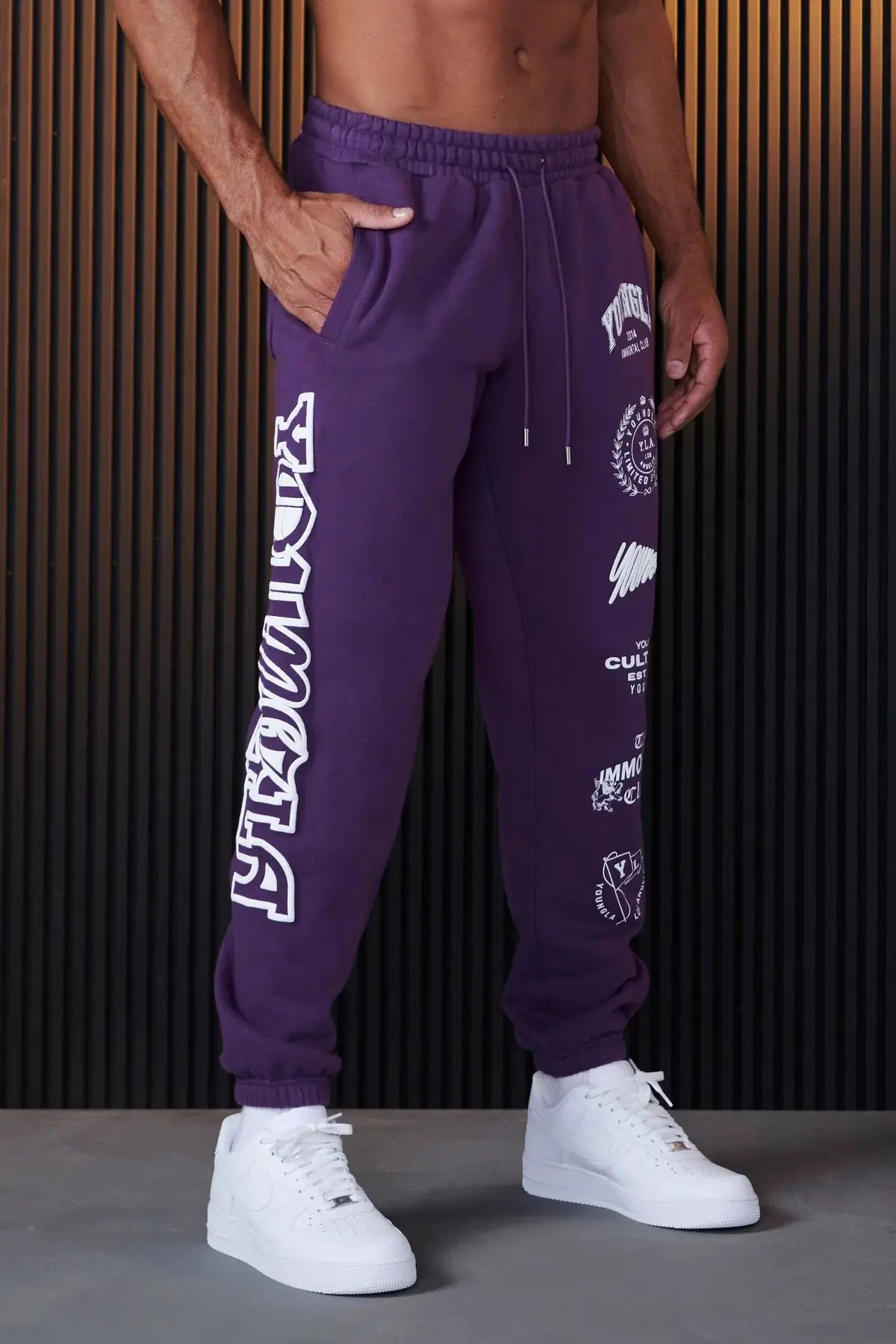 Pantalons de survêtement sport fitness pantalon décontracté coton imprimé stretch polyvalent