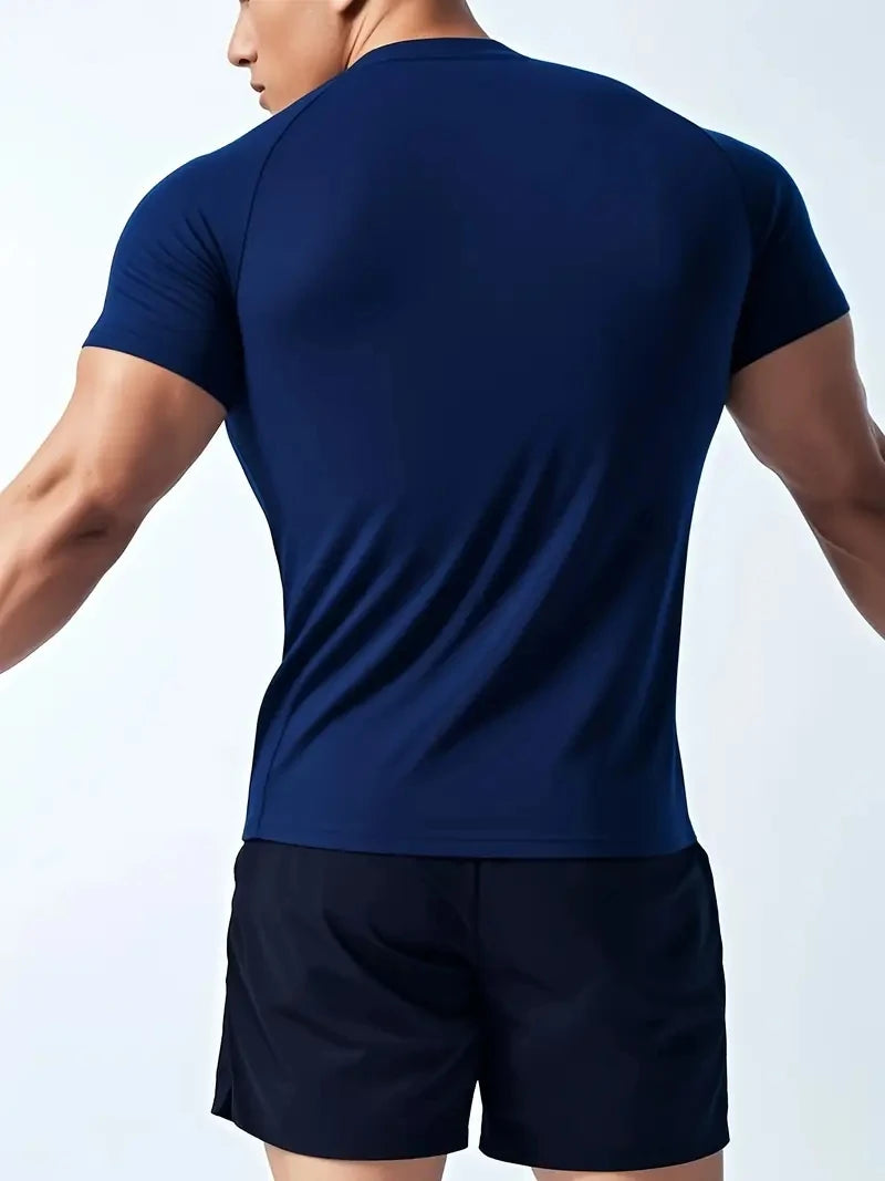 T-shirt de fitness à manches courtes haute élasticité, séchage rapide et respirant, adapté aux vêtements de sport, de course et de fitness