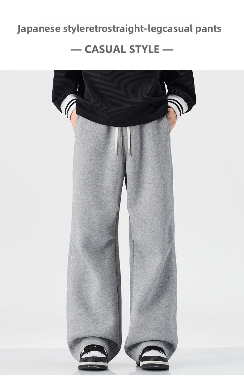 Baggy Fit hommes Decontracté pantalon automne hiver jambe droite ouest pantalon confortable drapé japonais rétro casual pantalon nouveau
