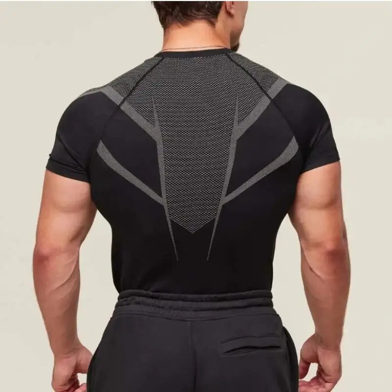 T-Shirt de sport requin pour hommes, haute élasticité, séchage rapide, serré, Fitness, entraînement, respirant, été, gymnastique, tendance, marque