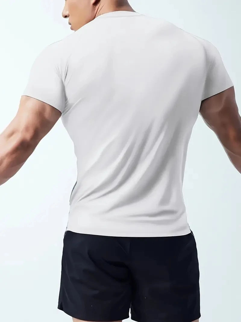 T-shirt de fitness à manches courtes haute élasticité, séchage rapide et respirant, adapté aux vêtements de sport, de course et de fitness
