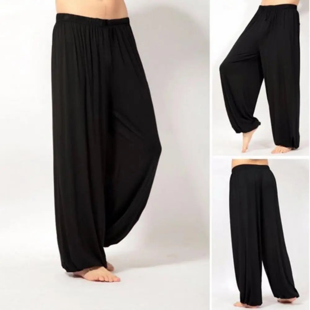 Sarouel pour hommes couleur unie pantalons de Yoga exercice du matin Tai Chi pantalon décontracté pantalon à jambes larges pantalons longs sarouel pantalons masculins