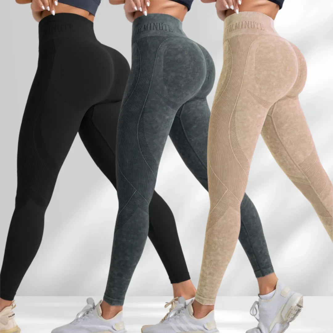 Pantalon de yoga Taille serrée Lettre Sable Lavé Pantalon Exercice Yoga Leggings | Fitness Femme