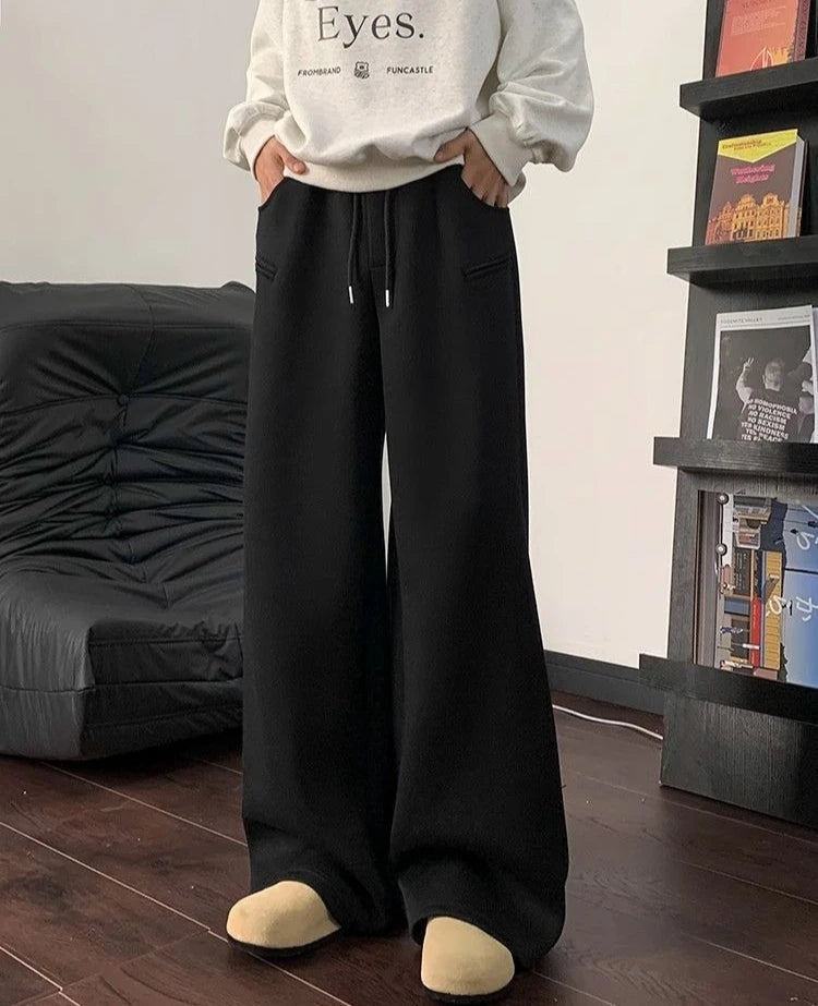 Pantalon à jambes larges pantalons de survêtement pour hommes Cool tendance offres automne hiver liquidation vente mode élégant rétro plaine homme pantalons de sport
