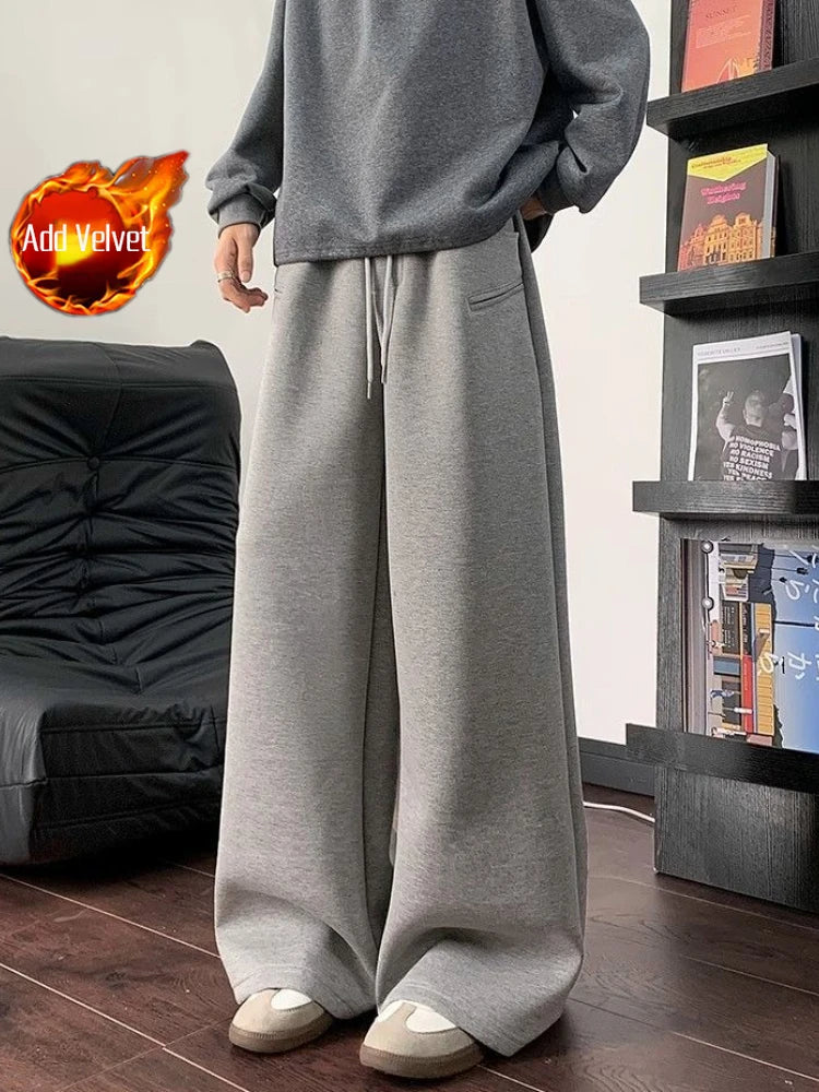 Pantalon à jambes larges pantalons de survêtement pour hommes Cool tendance offres automne hiver liquidation vente mode élégant rétro plaine homme pantalons de sport