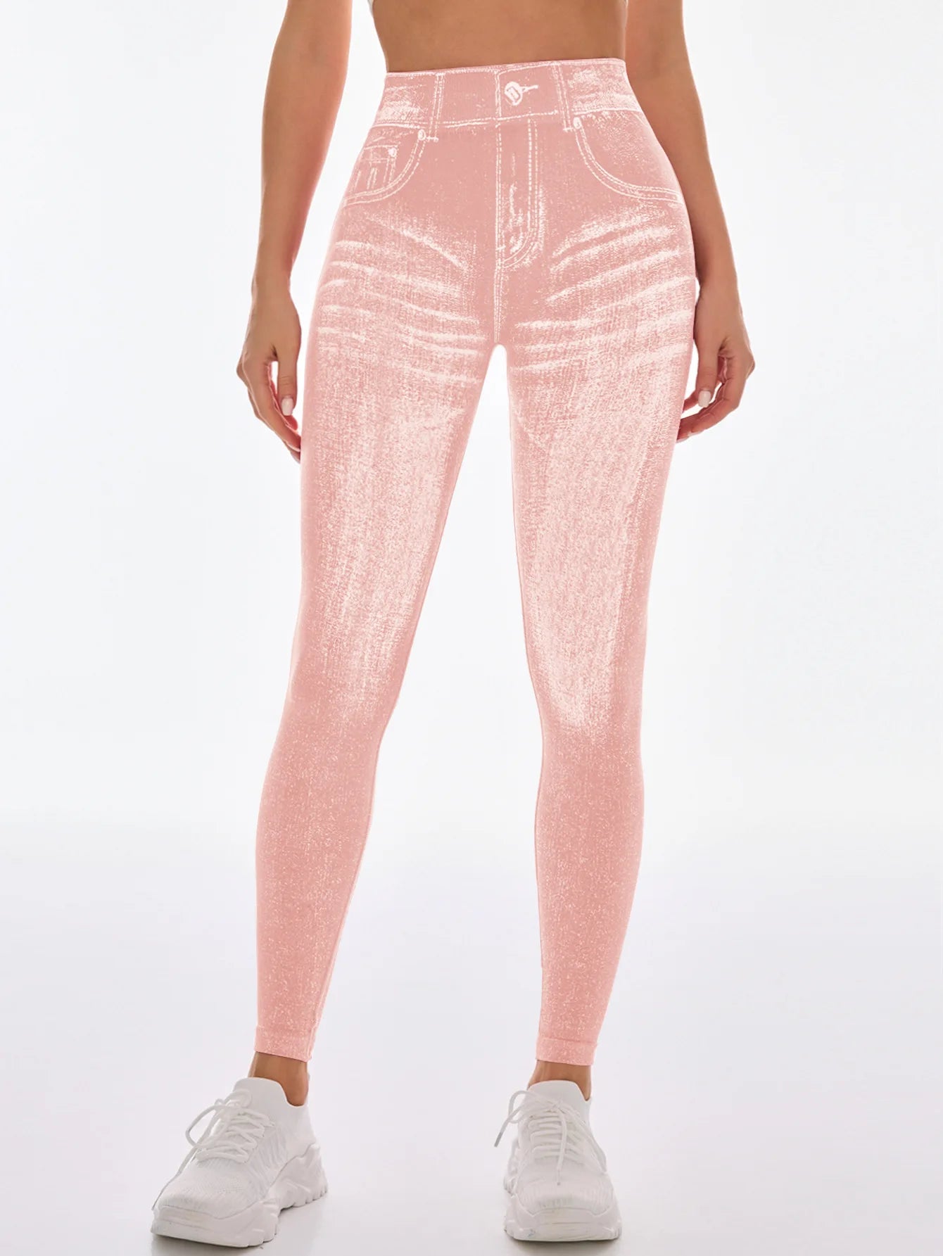 Leggings Gym Faux Denim Sans Couture Elastique Training | Fitness Femme