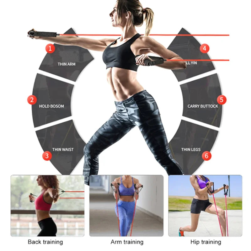 Bandes de résistance avec poignées, bandes d'exercice, bandes d'entraînement avec poignées pour hommes et femmes, équipement de musculation à la maison