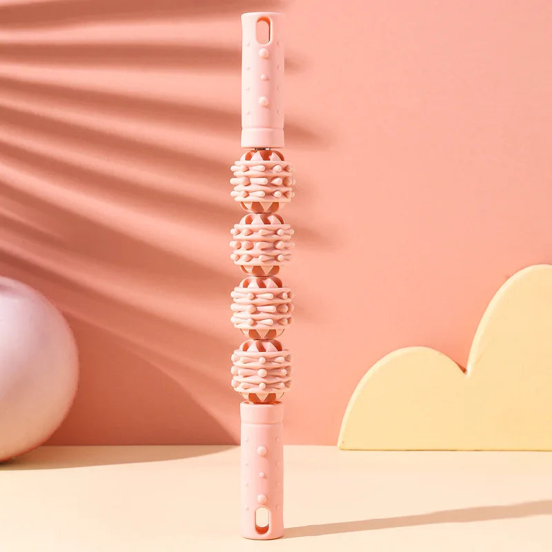 4 boules bâton de Massage rouleau mollet Muscle Cervical cou épaule dos relaxant Yoga loup dents Muscles Relaxation Fitness