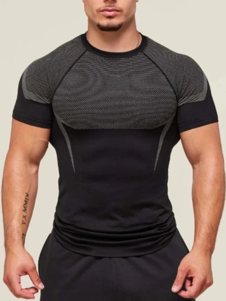 T-Shirt de sport requin pour hommes, haute élasticité, séchage rapide, serré, Fitness, entraînement, respirant, été, gymnastique, tendance, marque