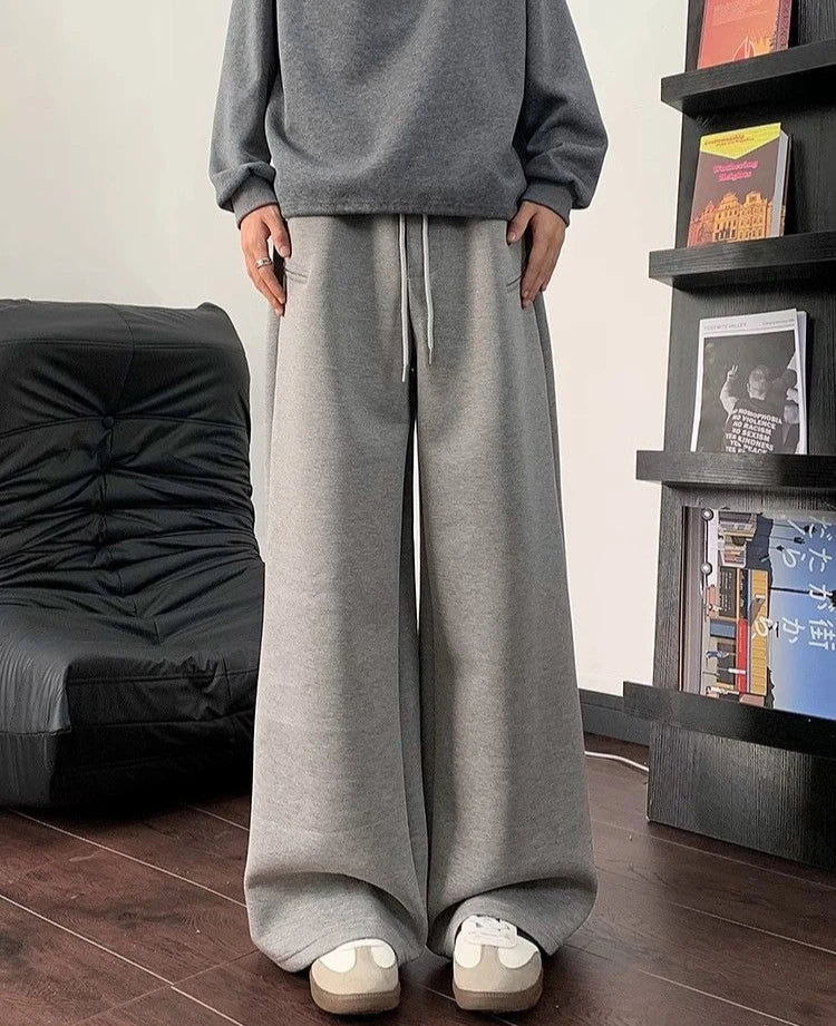 Pantalon à jambes larges pantalons de survêtement pour hommes Cool tendance offres automne hiver liquidation vente mode élégant rétro plaine homme pantalons de sport