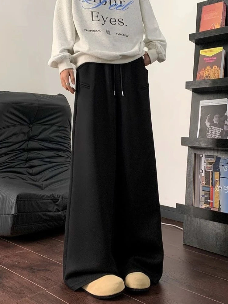 Pantalon à jambes larges pantalons de survêtement pour hommes Cool tendance offres automne hiver liquidation vente mode élégant rétro plaine homme pantalons de sport