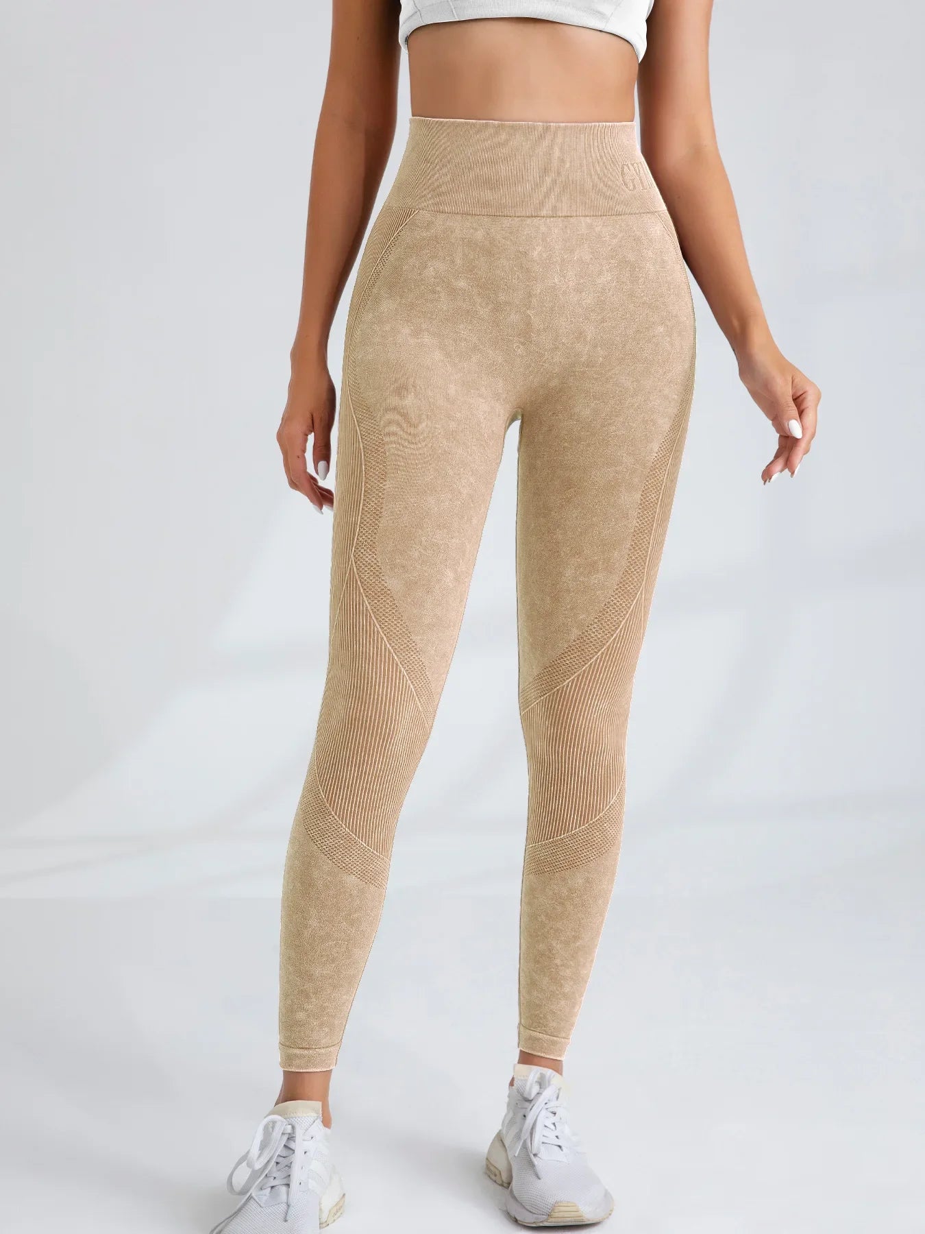 Pantalon de yoga Taille serrée Lettre Sable Lavé Pantalon Exercice Yoga Leggings | Fitness Femme