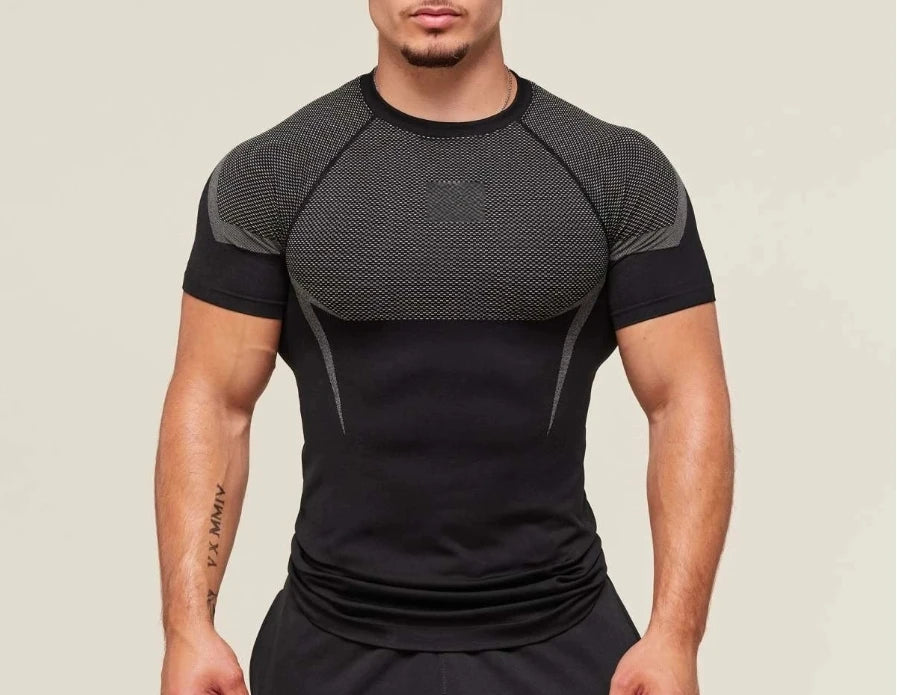 T-Shirt de sport requin pour hommes, haute élasticité, séchage rapide, serré, Fitness, entraînement, respirant, été, gymnastique, tendance, marque
