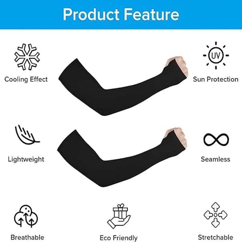 Manchons de protection solaire Ice Silk – Matériau en nylon, SPF 50+, haute respirabilité, blocage UV 99 %+ pour le cyclisme et le sport