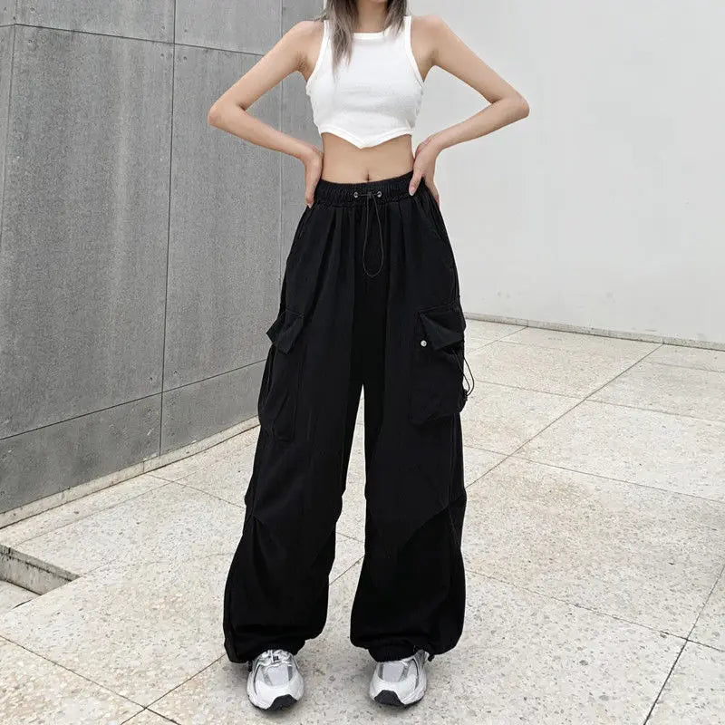 Pantalon Cargo rétro pour femmes, mode Streetwear, taille haute, mince, décontracté, pantalon de sport Harajuku, vêtements pour femmes