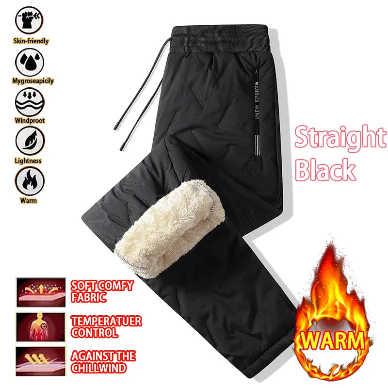 Pantalon de survêtement doublé polaire épais en peluche pour femmes, jambes droites, imperméable, coupe-vent, vêtements d'extérieur, thermiques, nouvelle collection