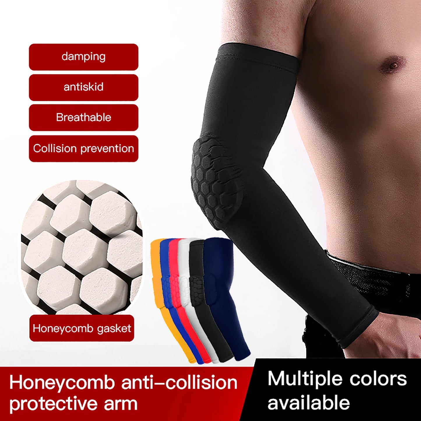 Protection du coude de sport en nid d'abeille, 2 pièces, Anti-collision, Protection de la pression, manchon du bras, basket-ball, cyclisme, équipement de Protection pour le Fitness