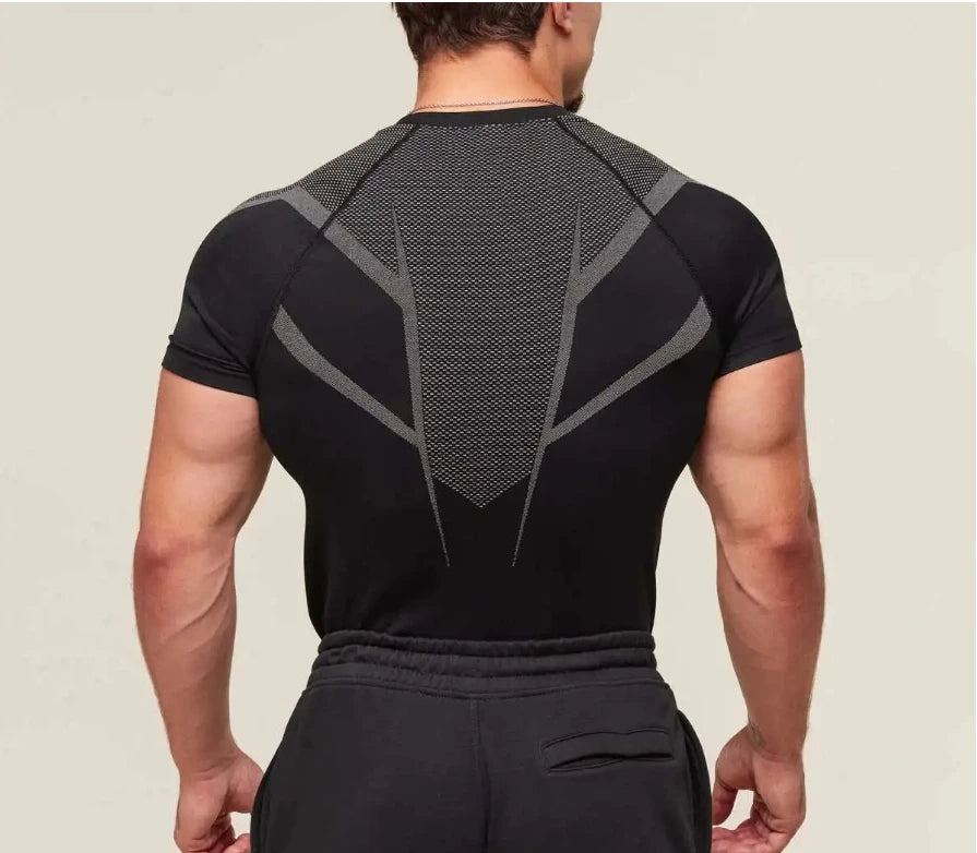 T-Shirt de sport requin pour hommes, haute élasticité, séchage rapide, serré, Fitness, entraînement, respirant, été, gymnastique, tendance, marque